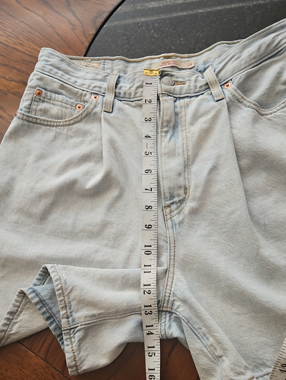 Levi's Ribcage High Rise Pleated Shorts 29 In Light Blue - Picture 13 of 16